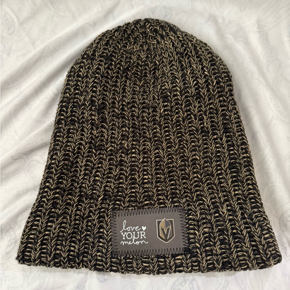 Love Your Melon Black and Cream Knit Beanie